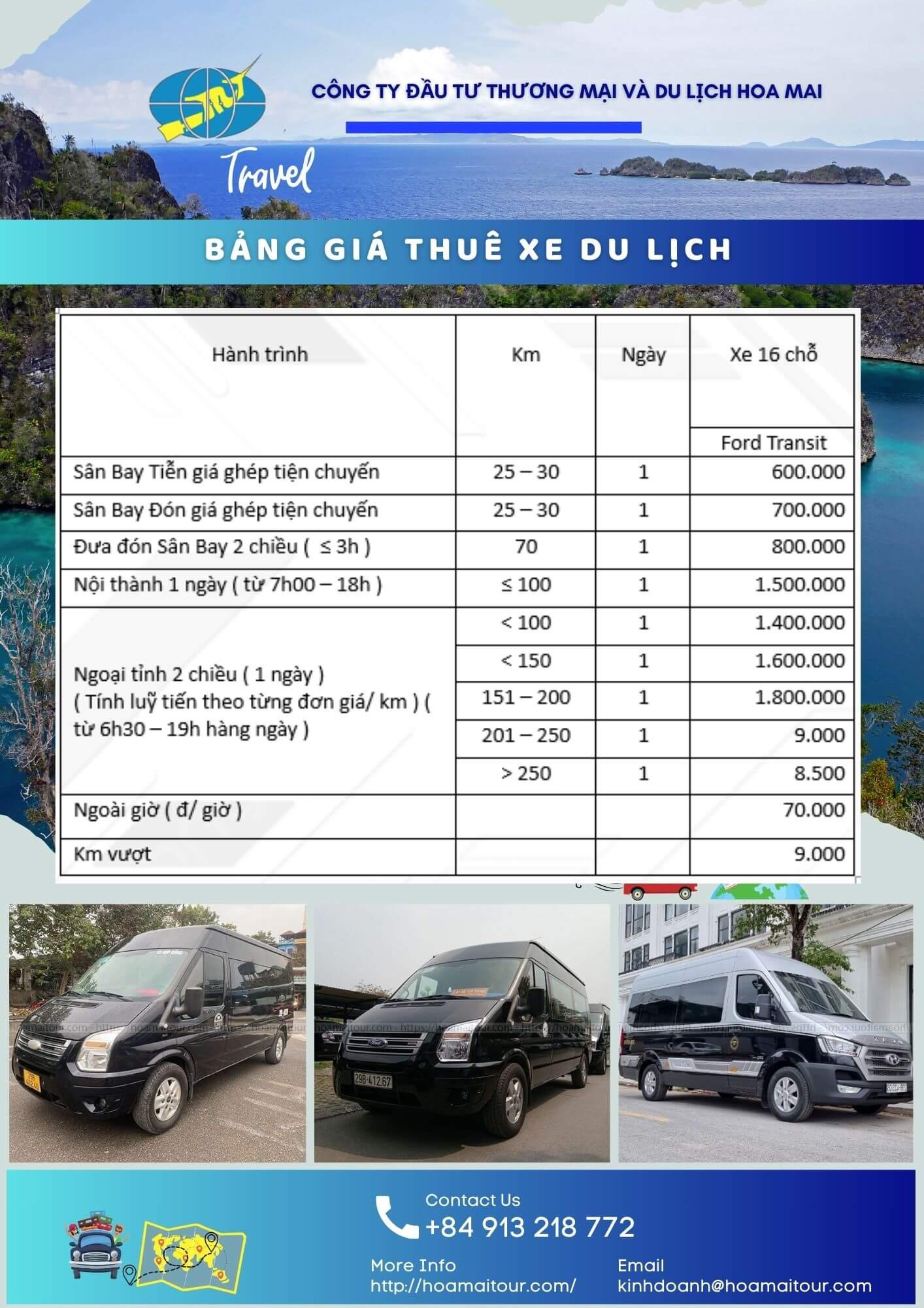 Bảng giá thuê xe 16 chỗ tại Hà Nội